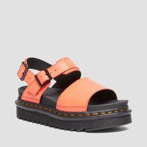 Dr Martens Voss Pisa coral leather strap sandal orange black shoe size 10